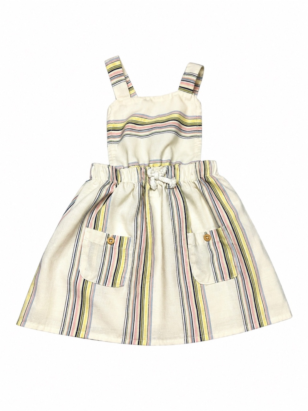 Wonder Nation Girls Skirtall 12M Cream Pastel Stripe Pinafore Overall Dress
